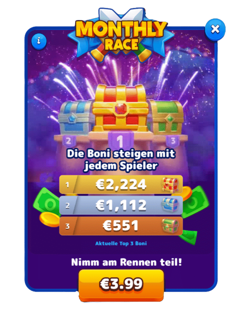 Cash Crab Monatliches Rennen Feature